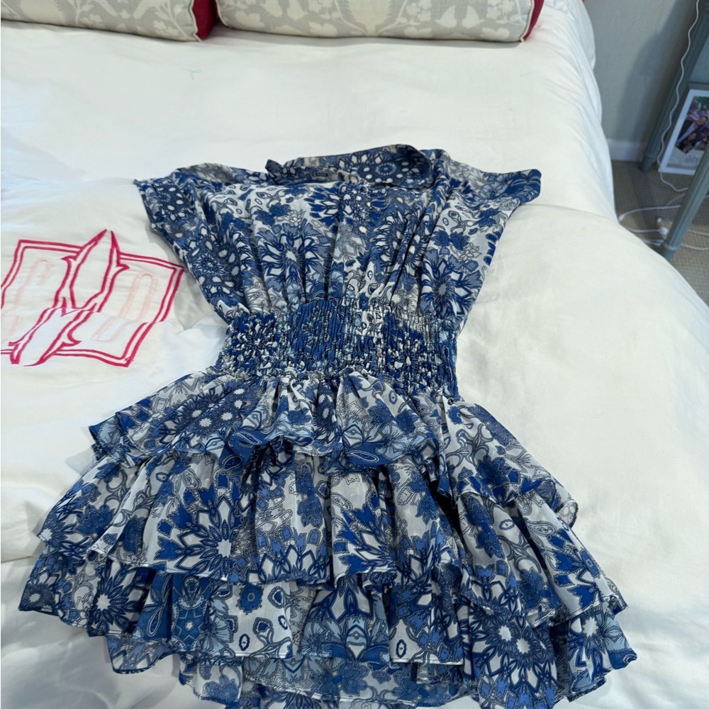 Misa Los Angeles Blue Floral Midi Dress
